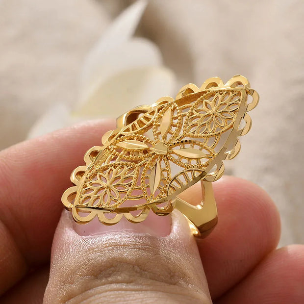 Rings for Women Gold Color Fashion Jewelry Rings Woman Girl,Wholesale Arab Jewelry Symbol of Wealth