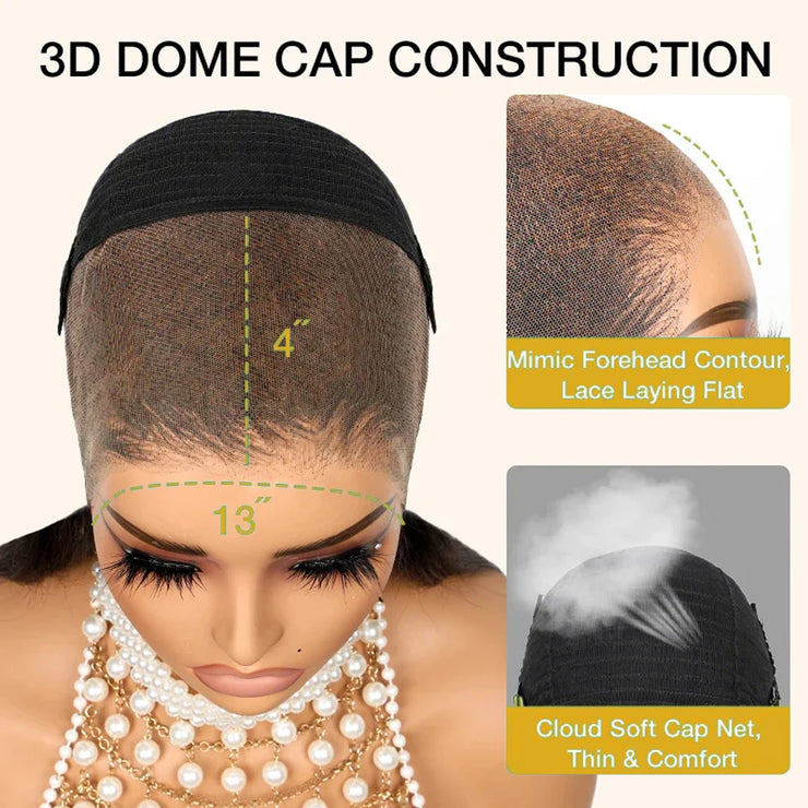 13x6 HD Lace Frontal Wigs Water Wave Pull Go Glueless Wig Human Hair 360 Full Lace Wig with Invisible Elastic Drawstring