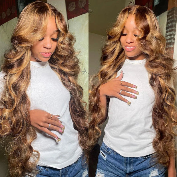 Highlight Wig 100% Human Hair 13x6 Hd Lace Frontal Wig Honey Blonde Lace Front Wigs human Hair Body Wave 4x4 5x5 Closure Wig