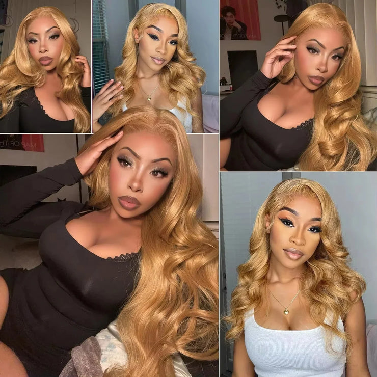 13x4 13x6 360 HD Transparent 613 Honey Blonde Color Lace Front Human Hair Wigs for Women Raw Brazilian Wavy Lace Frontal Wig