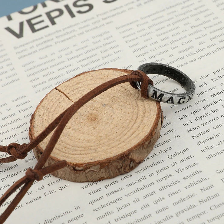 Movie Game Uncharted 4 Necklace Nathan Drake Cosplay Ring Leather Code Ancient Vintage Pendant Jewelry Prop