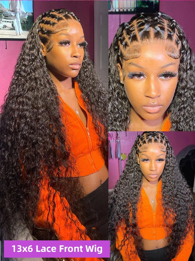 Hd Lace Wig 13x6 Human Hair Pre Plucked Curly Wig 40 Inch Deep Wave Frontal Wig Water Wave Lace Front Wig Brazilian Hair Wigs