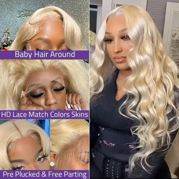 13x6 HD Lace Front Wig 613 Blonde Body Wave Hair Wig 13x4 HD Transparent Lace Wigs 100% Human Hair 4x4 5x5 HD Lace Closure Wig