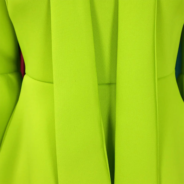 Elegant Dresses for Women Bow Collar Full Sleeve High Waisted Pleated Mid Calf Luxury Birthday Party Dinner Vestidos Mujer Dress