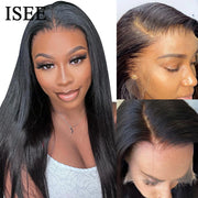 HD Lace Frontal Human Hair Wigs PreBleached Knots Preplucked Straight Lace Front Wigs For Women Brazilian Wigs On Sale ISEE Hair