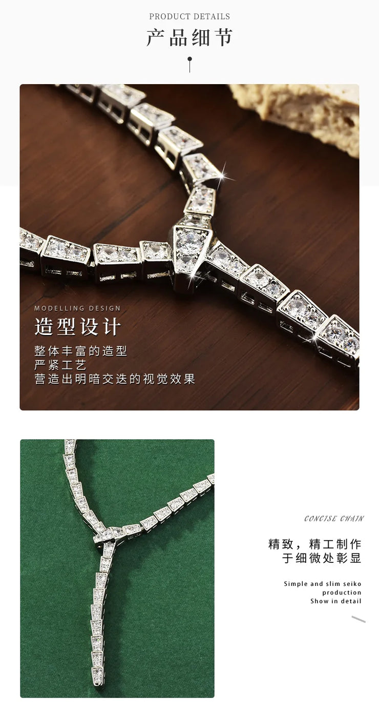 The snake-shaped necklace is a light luxury collarbone chain that is fashionable, versatile and exudes a high-end snake charm