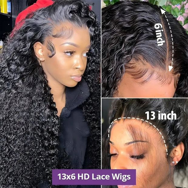 Deep Wave Human Hair Wigs 13X6 Hd Lace Frontal Wig Water Wave Lace Front Wigs Curly Brazilian Wigs 200 Density 40 Inch For Women