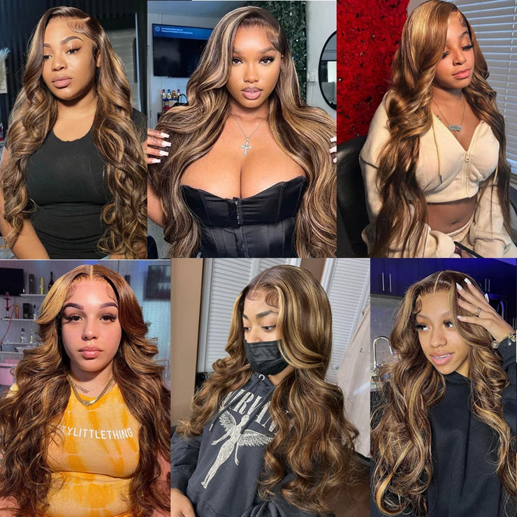 Highlight Wig 13x4 13x6 Hd Lace Frontal Human Hair Wig 30 40 Inch Honey Blonde Body Wave Lace Front Wigs For Women Natural Hair