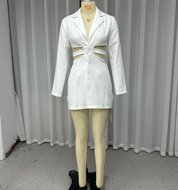 Dresses for Women 2023 Elegant Ruffle Hem Long Sleeve V-Neck Blazer Dress Button Blazer Work Formal Dresses Commuting