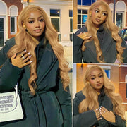 13x4 13x6 360 HD Transparent 613 Honey Blonde Color Lace Front Human Hair Wigs for Women Raw Brazilian Wavy Lace Frontal Wig