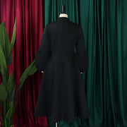 Elegant Dresses for Women Bow Collar Full Sleeve High Waisted Pleated Mid Calf Luxury Birthday Party Dinner Vestidos Mujer Dress