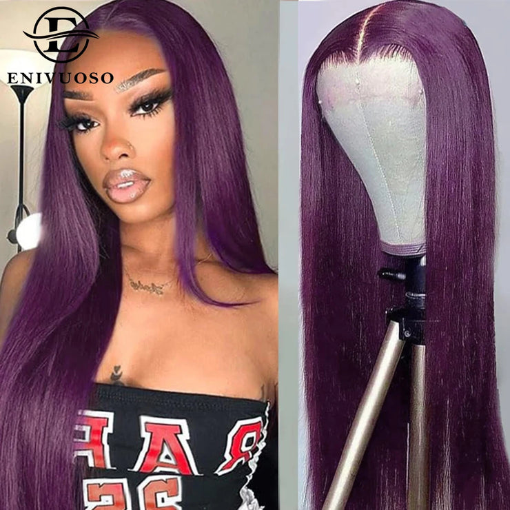 13x6 Red Straight HD Lace Front Wig Pre-Plucked Glueless Long Straight 99j Burgundy Synthetic Lace Front Wigs For Black Women