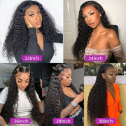 250 Density 13x6 Hd Lace Frontal Wigs Brazilian 32 34 40 Inch Deep Wave Curly  Human Hair Wigs 100% For Black Women Preplucked