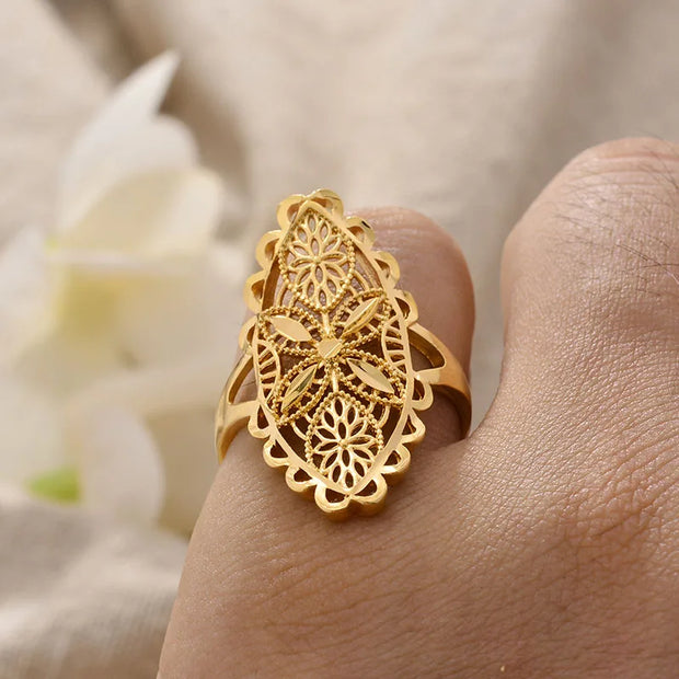 Rings for Women Gold Color Fashion Jewelry Rings Woman Girl,Wholesale Arab Jewelry Symbol of Wealth