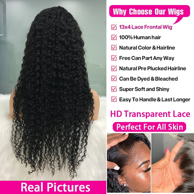 Hd 13x6 Lace Wig Human Hair Curly Wig For Women 40 Inch Brazilian PrePlucked 4x4 13x4 360 Deep Wave Water Wave Lace Frontal Wigs