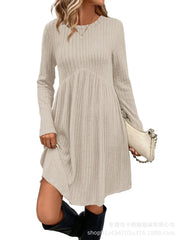 Dresses 2025 Woman Knitted Dress Slim Solid Color Simple Style Vestidos Long Sleeves All-match Casual Elegant Temperament Trendy