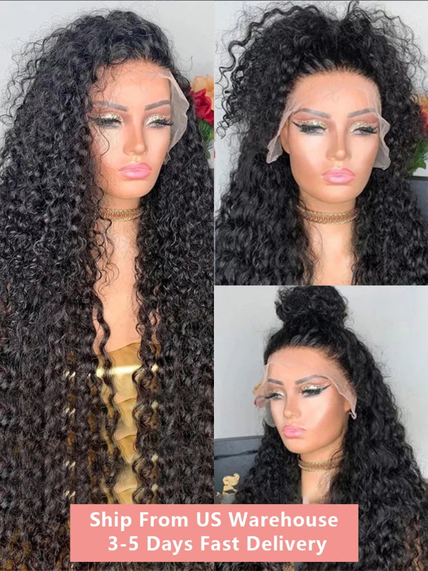 Hd Lace Wig 13x6 Human Hair Pre Plucked Curly Wig 40 Inch Deep Wave Frontal Wig Water Wave Lace Front Wig Brazilian Hair Wigs