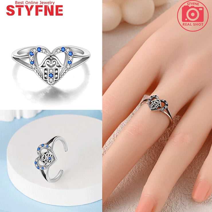 Woman Rings Blue Eye Ring 925 Sterling Silver For Women's ring Jewelry with Gift Bag