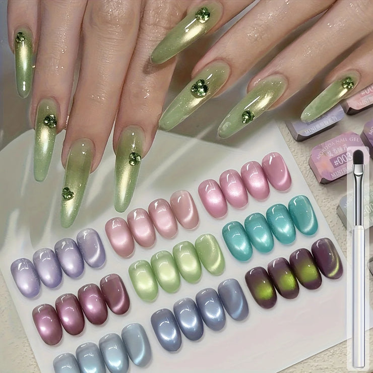 MORDDA 9 Colors Cat's Eye Magnetic Nail Gel Soaking UV LED Gel Salon Female Nail Art Tools Fashion Holographic Nail Art