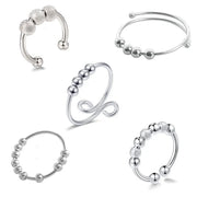 Punk Anxiety Rings For Women Men Spiral Fidget Beads Ring Nice Trend Jewelry Rotate Freely Anti Stress Stainless Steel Ring Gift