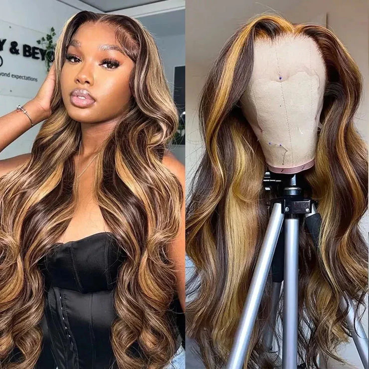 Highlight Wig 13x4 13x6 Hd Lace Frontal Human Hair Wig 30 40 Inch Honey Blonde Body Wave Lace Front Wigs For Women Natural Hair