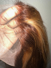 highlight 13x6 HD Front Wigs Transparent Lace 30 40 Inches P4/27 straight human hair Wig Brazilian Colored human hair for women