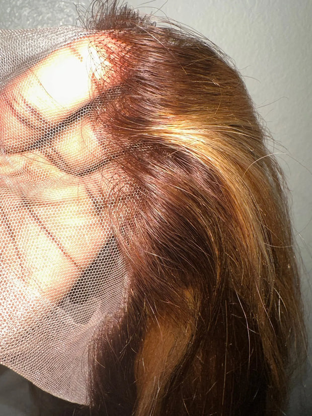 highlight 13x6 HD Front Wigs Transparent Lace 30 40 Inches P4/27 straight human hair Wig Brazilian Colored human hair for women