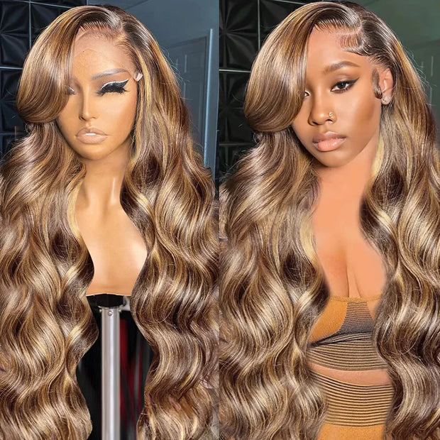 Highlight Wig 13x6 Hd Lace Frontal Wig Honey Blonde Body Wave Lace Front Human Hair Wigs For Women 30 inch 360 HD Full Lace Wig