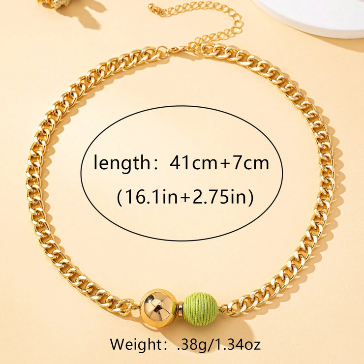 A Chain Necklace for Women, Fashionable and Simple Bead Braided Beads, a Variety of Colors Available Chain Necklaces, Suitable for Daily Wear and Vacation