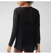 Gym Sports Tops Workout T-shirts Women Yoga Clothing Running Loose Slim Quick Dry Training Long Sleeve Blouse Fitness Tops👚