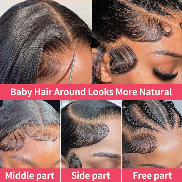 13x4 HD Lace Front Wigs Human Hair 180 Density Straight HD Lace Frontal Wigs Pre Plucked with Baby Hair Hairline