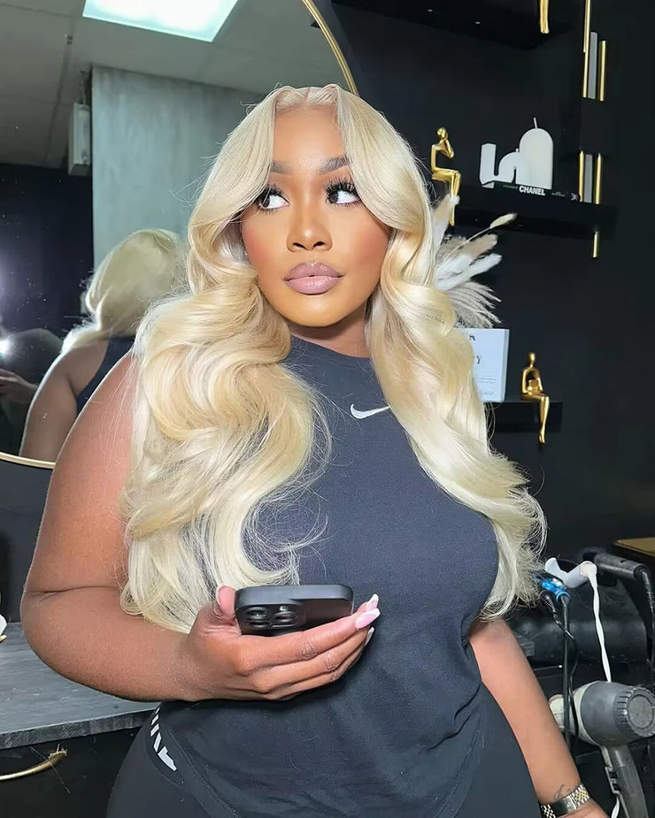 13x6 HD Transparent 613 Blonde Lace Frontal Human Hair Wigs Brazilian Straight Lace Front Human Hair Wigs Can Be Dyed Any Color