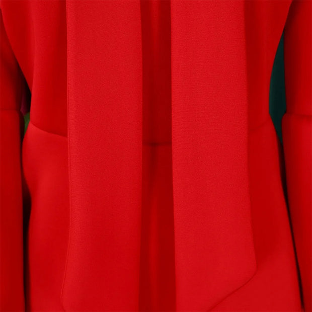 Elegant Dresses for Women Bow Collar Full Sleeve High Waisted Pleated Mid Calf Luxury Birthday Party Dinner Vestidos Mujer Dress