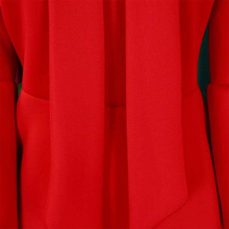 Elegant Dresses for Women Bow Collar Full Sleeve High Waisted Pleated Mid Calf Luxury Birthday Party Dinner Vestidos Mujer Dress