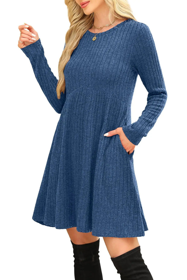 Dresses 2025 Woman Knitted Dress Slim Solid Color Simple Style Vestidos Long Sleeves All-match Casual Elegant Temperament Trendy