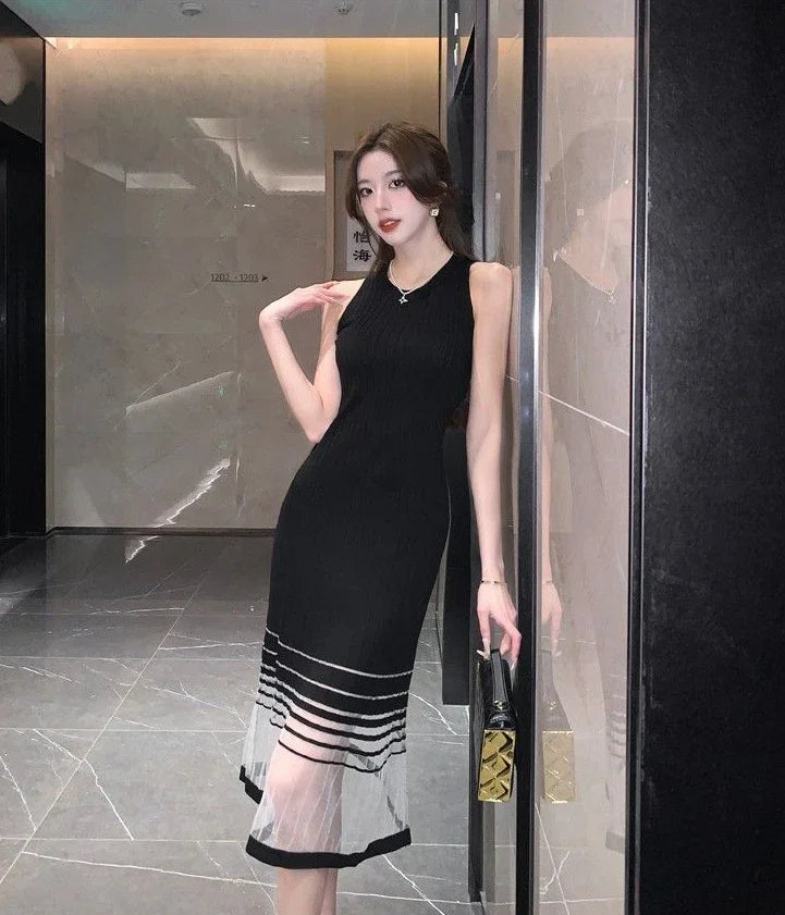 Dresses for Women Black SMidi Woman Dress Party Evening Night Club Prom Casual Youth G Fashion Summer 2025 Retro Sensual Sexy X