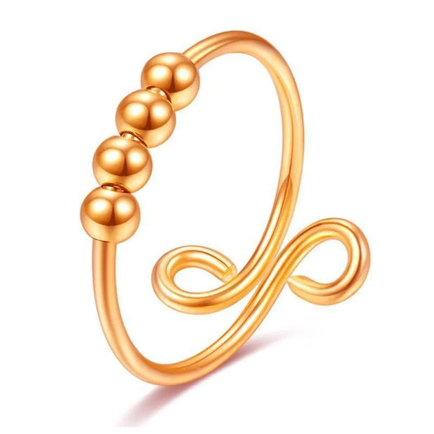 Punk Anxiety Rings For Women Men Spiral Fidget Beads Ring Nice Trend Jewelry Rotate Freely Anti Stress Stainless Steel Ring Gift