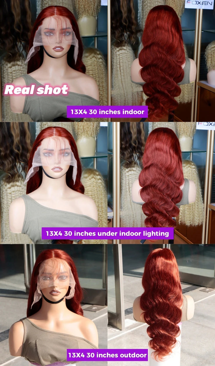 HD 13x4 Reddish Brown Body Wave Lace Frontal Human Hair Wigs Water Wave Brazilian Pre Plucked 13x6 Lace Front Wig For Women