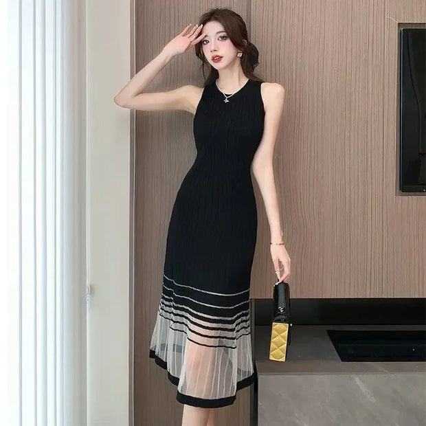Dresses for Women Black SMidi Woman Dress Party Evening Night Club Prom Casual Youth G Fashion Summer 2025 Retro Sensual Sexy X