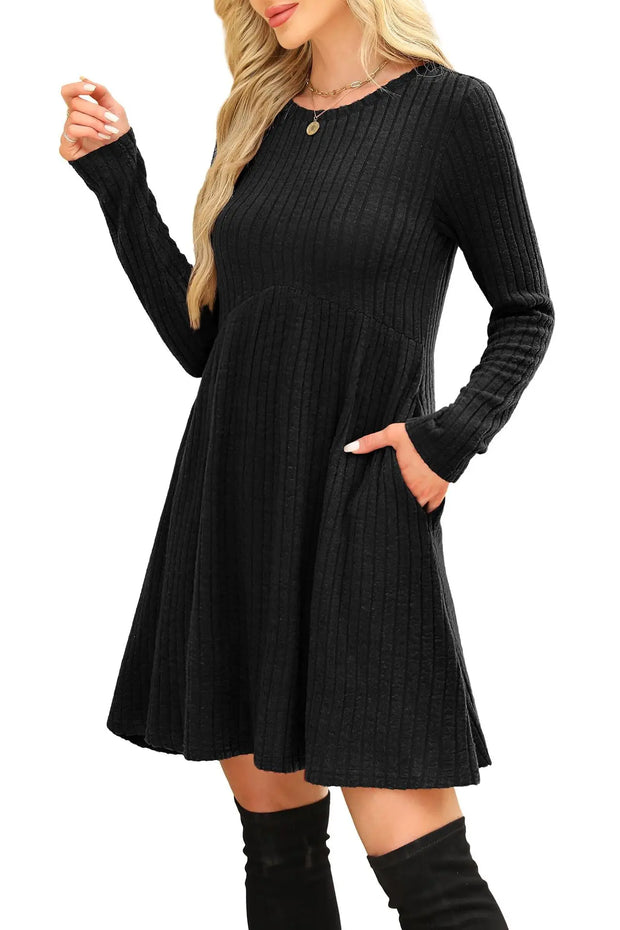 Dresses 2025 Woman Knitted Dress Slim Solid Color Simple Style Vestidos Long Sleeves All-match Casual Elegant Temperament Trendy