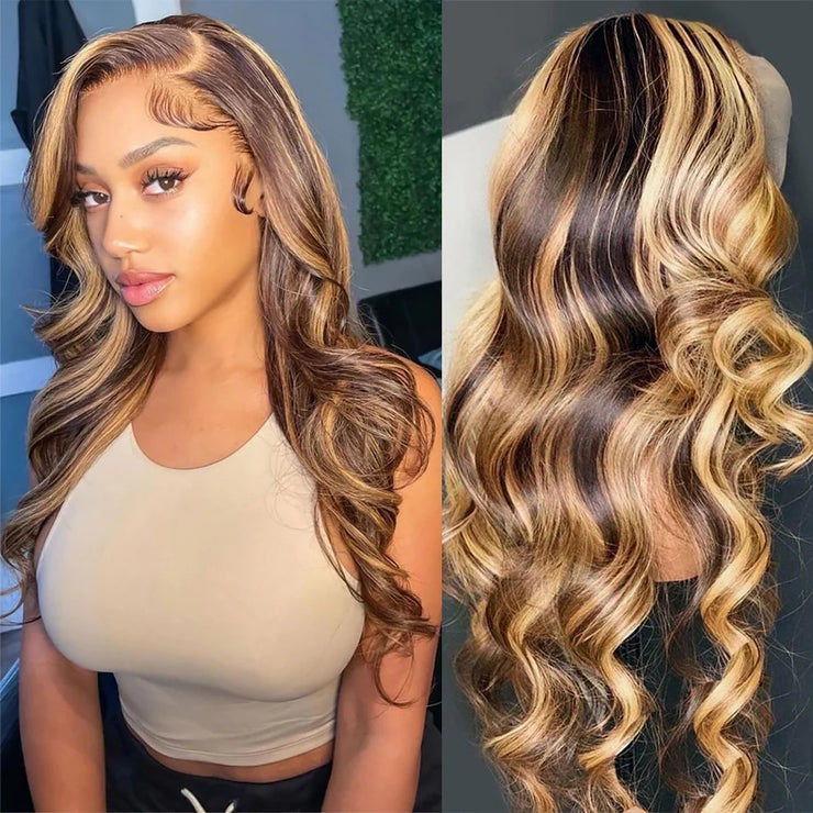 Highlight Wig 13x4 13x6 Hd Lace Frontal Human Hair Wig 30 40 Inch Honey Blonde Body Wave Lace Front Wigs For Women Natural Hair