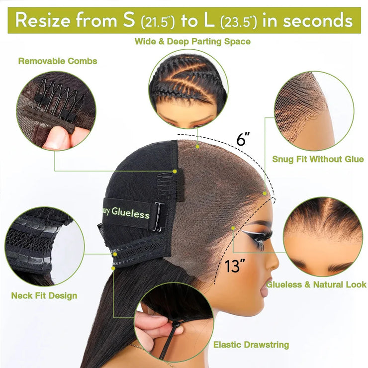 13x6 HD Lace Frontal Wigs Water Wave Pull Go Glueless Wig Human Hair 360 Full Lace Wig with Invisible Elastic Drawstring