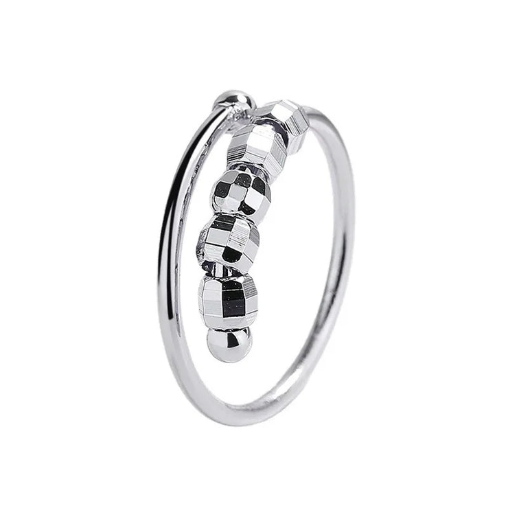 Punk Anxiety Rings For Women Men Spiral Fidget Beads Ring Nice Trend Jewelry Rotate Freely Anti Stress Stainless Steel Ring Gift
