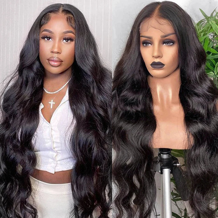 250% 13x6 Hd Frontal Body Wave Human Hair Pre-plucked Lace Brazilian Remy Straight Wave With Hd 13x4 Front Wig