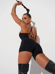 Gym Jumpsuits for Women Sport Overalls Sleeveless Fitness Yoga Suit Elastic Workout Short Bodysuit Push-up Athletic Wear