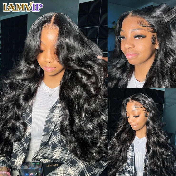 250% 13x6 Hd Frontal Body Wave Human Hair Pre-plucked Lace Brazilian Remy Straight Wave With Hd 13x4 Front Wig