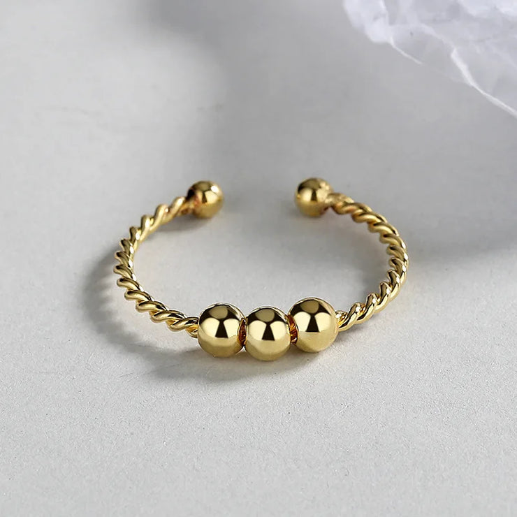 Punk Anxiety Rings For Women Men Spiral Fidget Beads Ring Nice Trend Jewelry Rotate Freely Anti Stress Stainless Steel Ring Gift