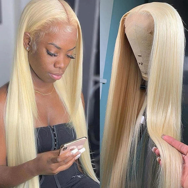 13x4 13x6 HD Transparent 613 Blonde Lace Frontal Human Hair Wigs 613 Color Wig Brazilian Bone Straight Lace Front Human Hair Wig