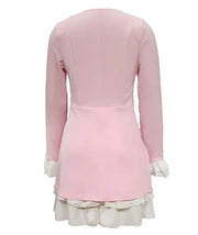 Dresses for Women 2023 Elegant Ruffle Hem Long Sleeve V-Neck Blazer Dress Button Blazer Work Formal Dresses Commuting