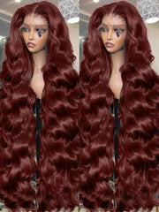HD 13x4 Reddish Brown Body Wave Lace Frontal Human Hair Wigs Water Wave Brazilian Pre Plucked 13x6 Lace Front Wig For Women